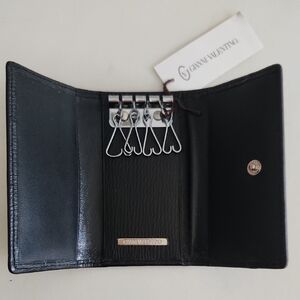 New! Valentino Black Leather Key Holder.